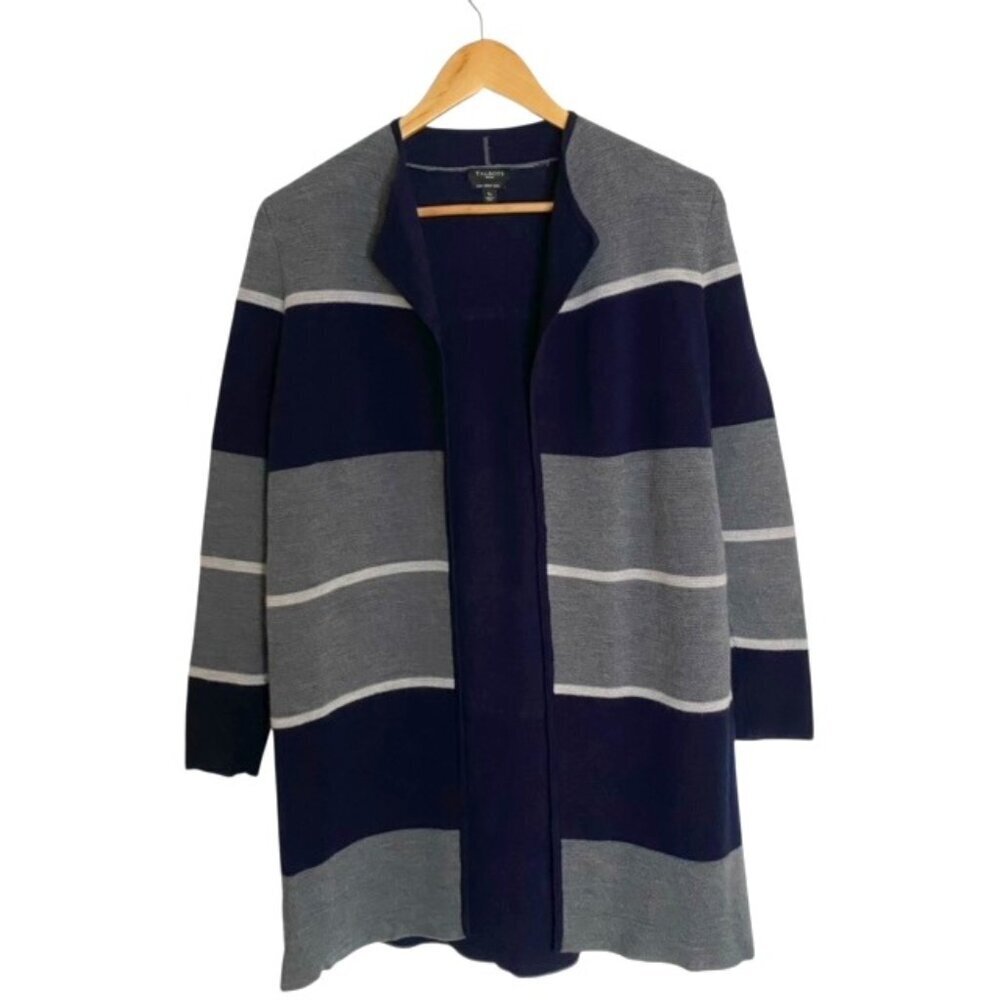 Talbots Merino Wool Striped Open Front Cardigan Sp - image 1